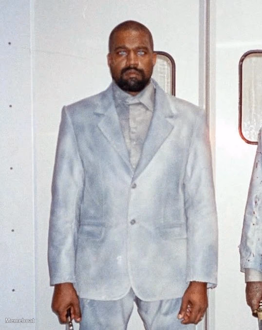 Ye (Kanye West) in a suit scary stare - 'OK' - meme generator image preview