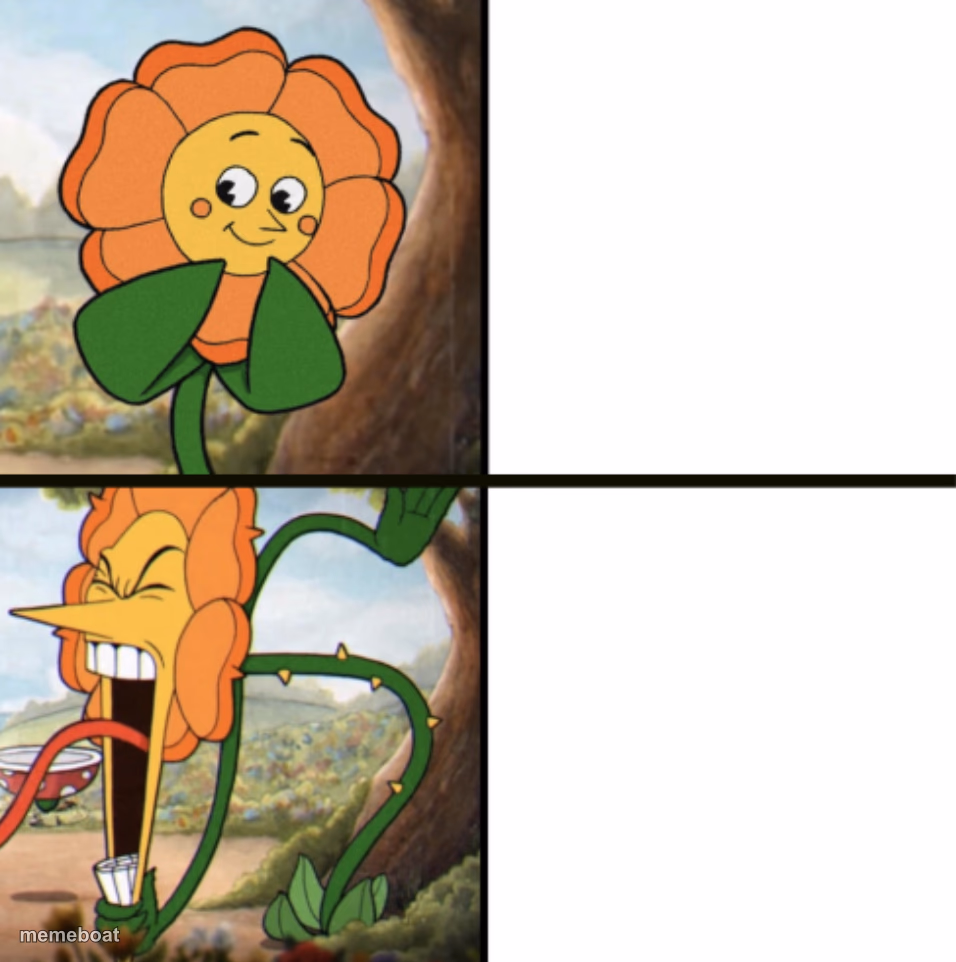 Yelling Flower Reversed - meme generator image preview