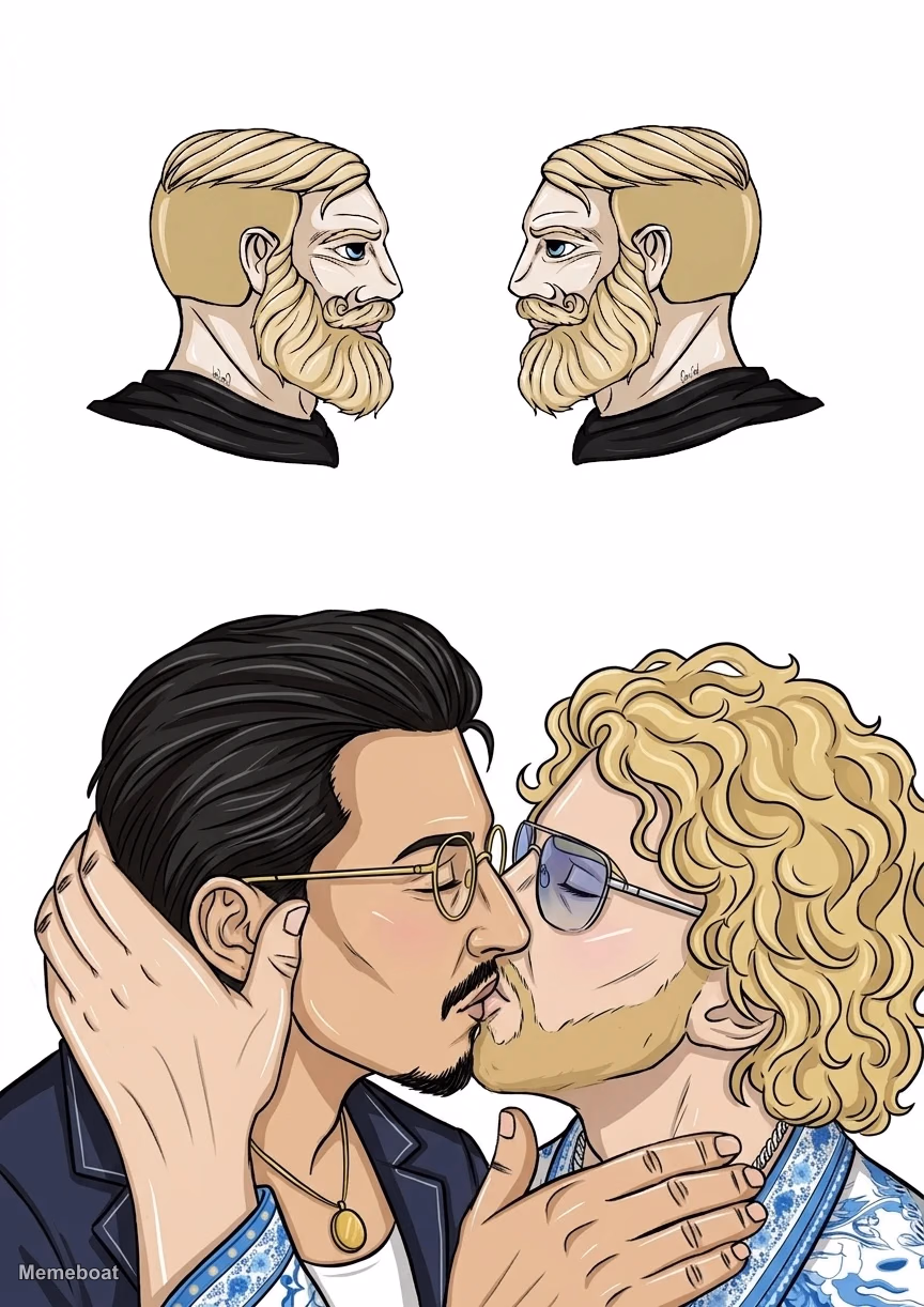 Yes gigachads Kissing - meme generator image preview