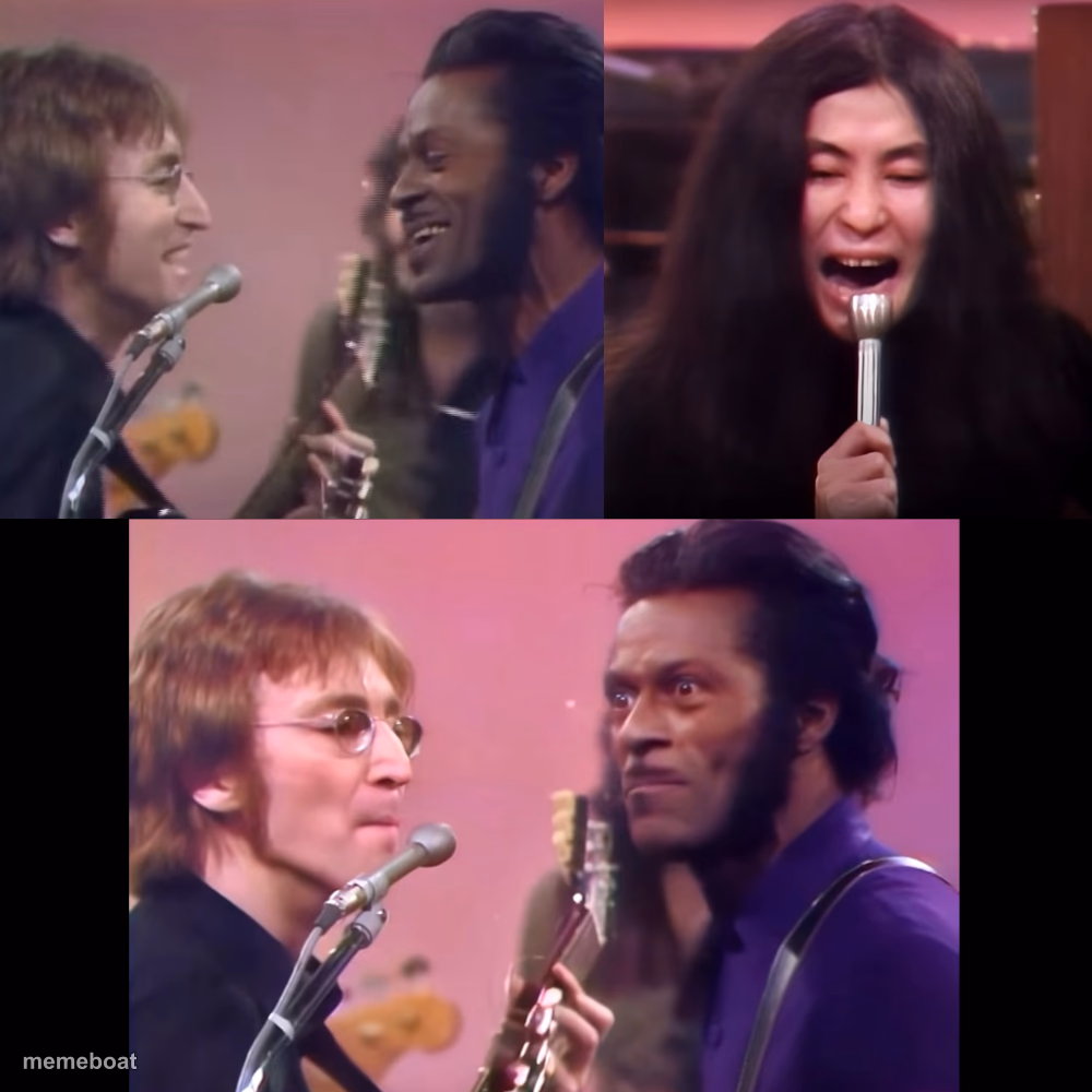 yoko ono screaming john lennon chuck berry - meme generator image preview