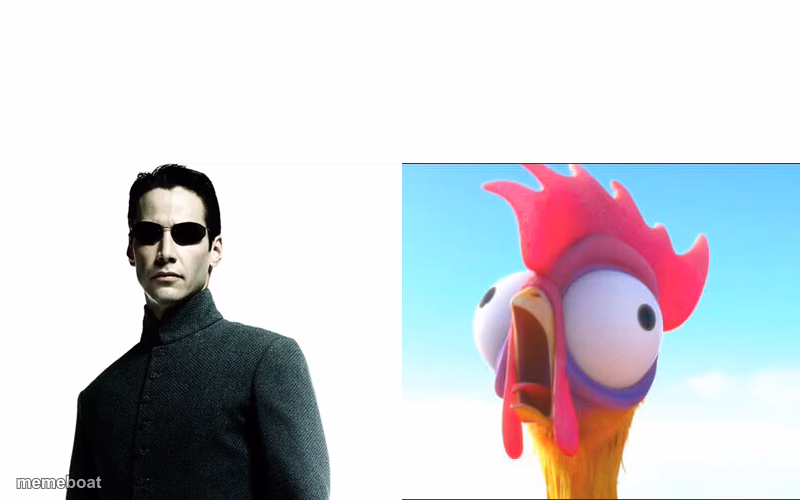 you are Neo and Heihei - meme generator image preview