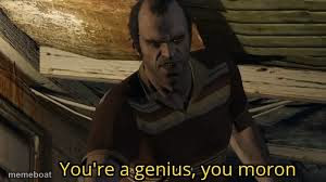 You're a genius, you moron - meme generator image preview