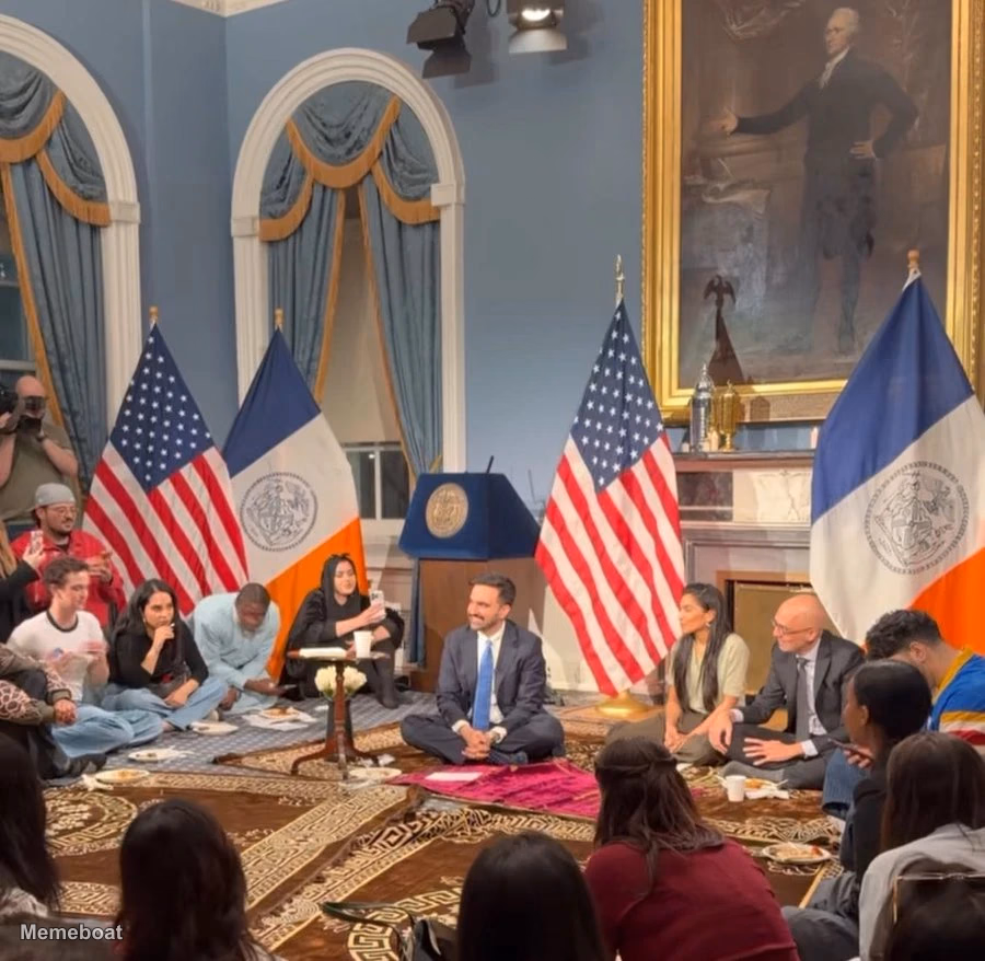 Zohran Mamdani Hosting an Iftar Inside New York City Hall - meme generator image preview