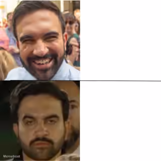 Zohran Mamdani Smiling vs Frowning