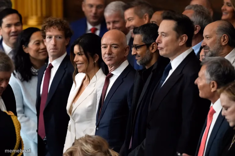 Zuckerberg, Bezos, Pichai, Musk Oligarchy on Welfare - meme generator image preview