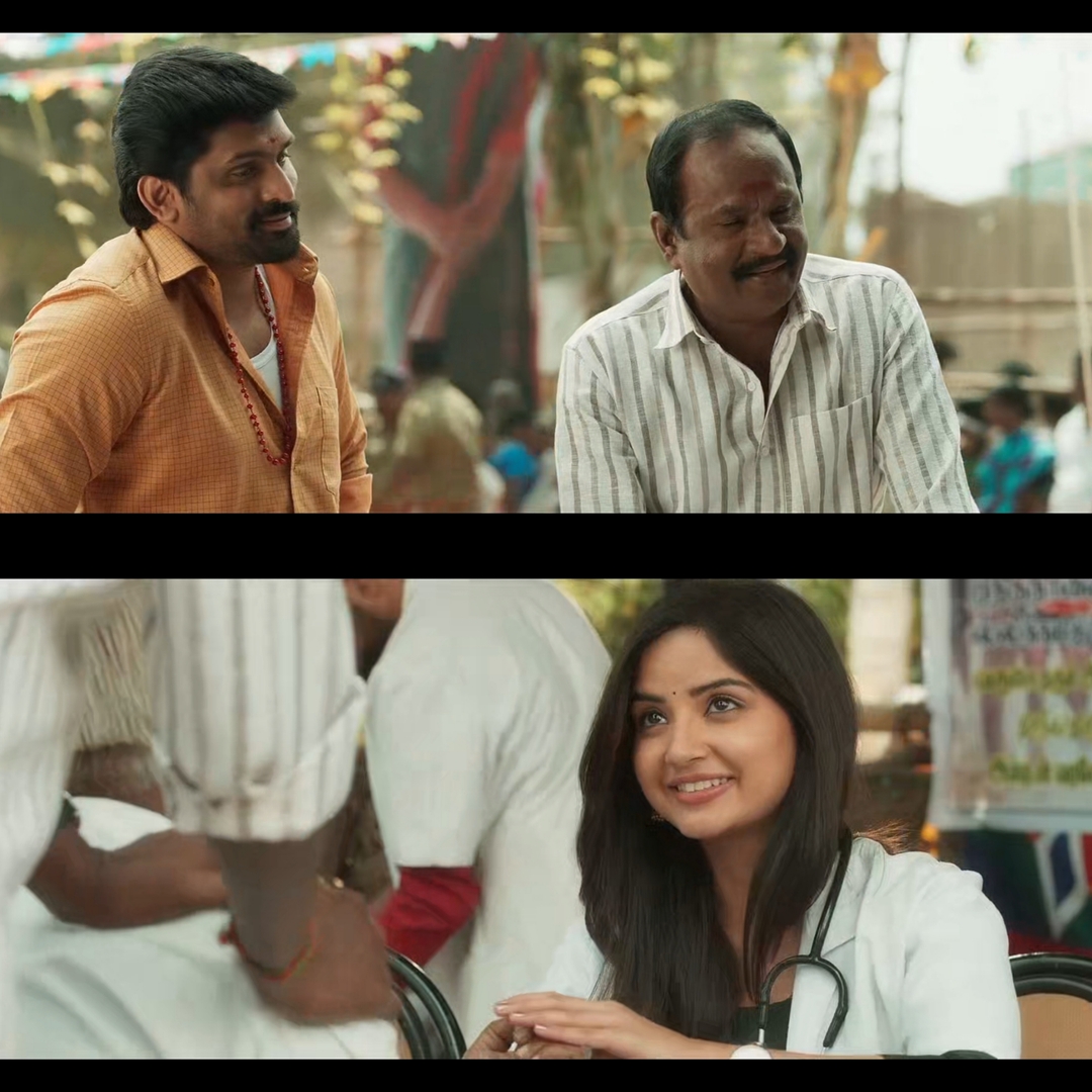 Anbarivu meme template with Kailasam (Arjai) with Kayal's Father (G. Marimuthu) with Kayal (Kashmira Pardesi)