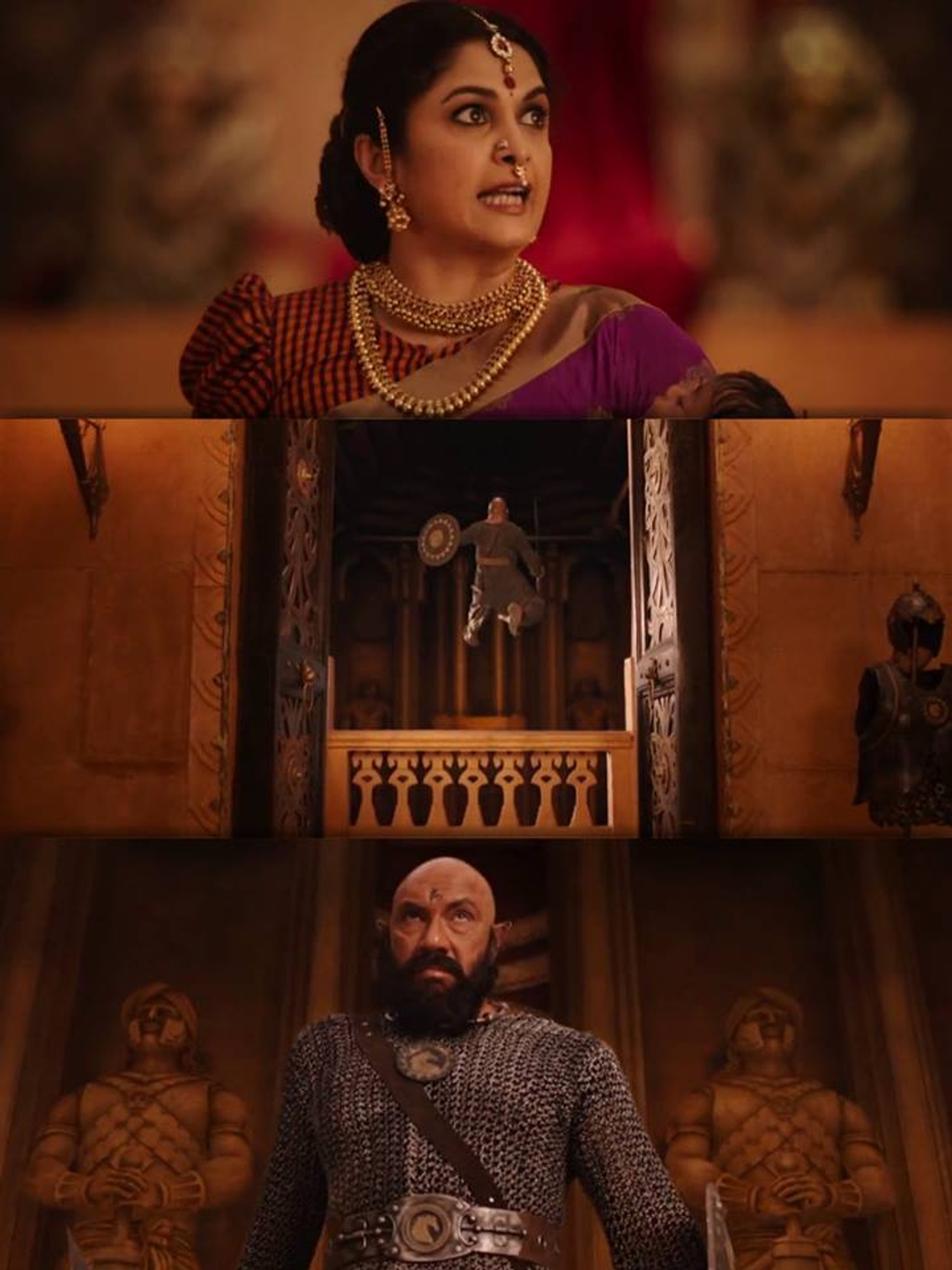 Bāhubali: The Beginning meme template with Bijjaladeva (Nassar) with Kattappa (Sathyaraj)
