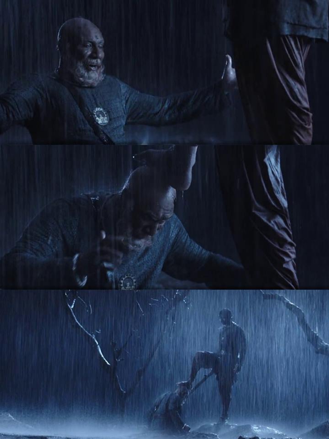 Bāhubali: The Beginning meme template with Sivagami (Ramya Krishnan) with Bijjaladeva (Nassar) with Amarendra Bāhubali / Mahendra "Sivudu" Bāhubali (Prabhas)