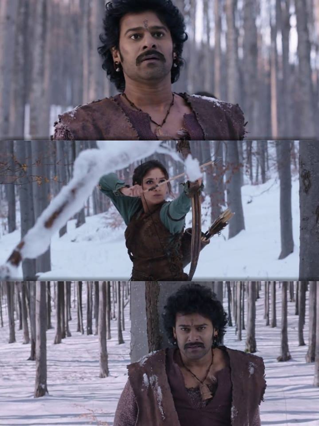 Bāhubali: The Beginning meme template with Amarendra Bāhubali / Mahendra "Sivudu" Bāhubali (Prabhas) with Avanthika (Tamannaah Bhatia)