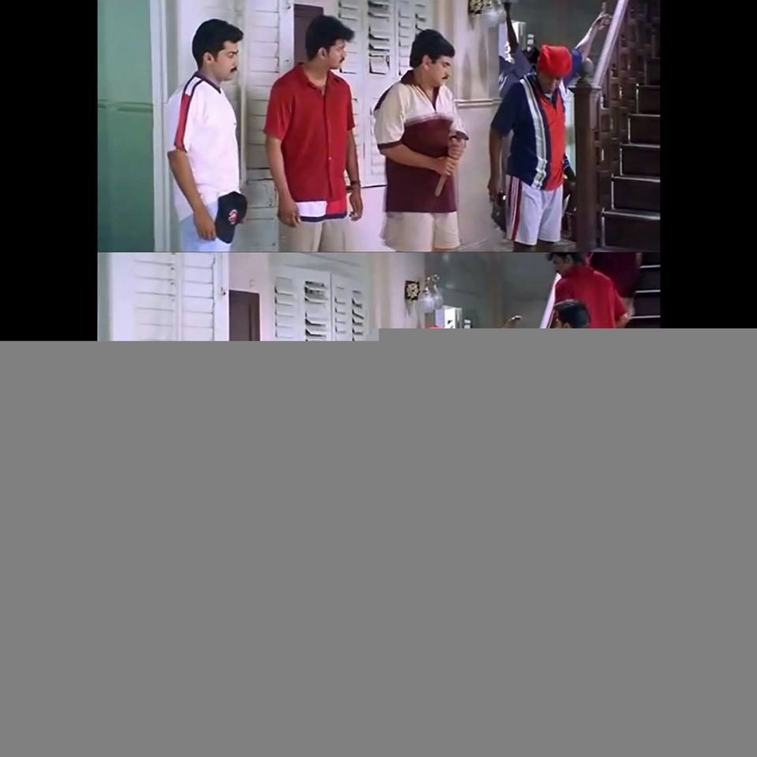 Friends meme template with Chandru (Suriya) with Contractor Nesamani (Vadivelu) with Aravindan (Vijay)