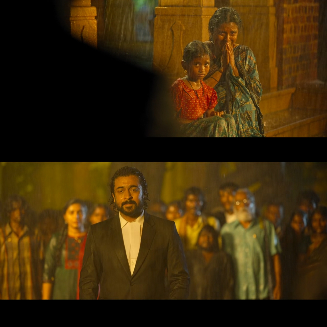 Jai Bhim meme template with Adv. Chandru (Suriya) with Sengani (Lijomol Jose)