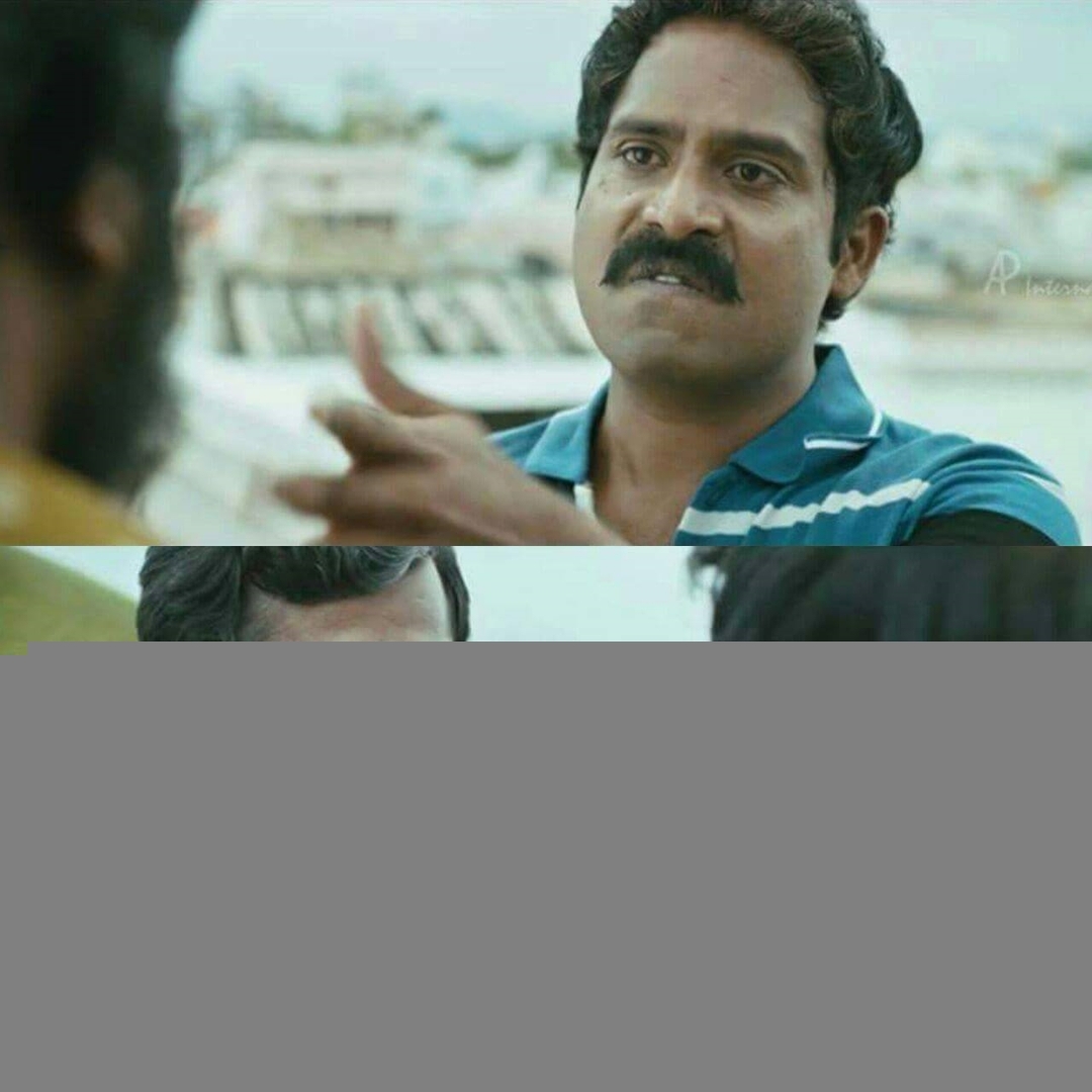 Jigarthanda meme template with "Assault" Sethu (Bobby Simha) with Muthu (Guru Somasundaram) with Karthik (Siddharth)