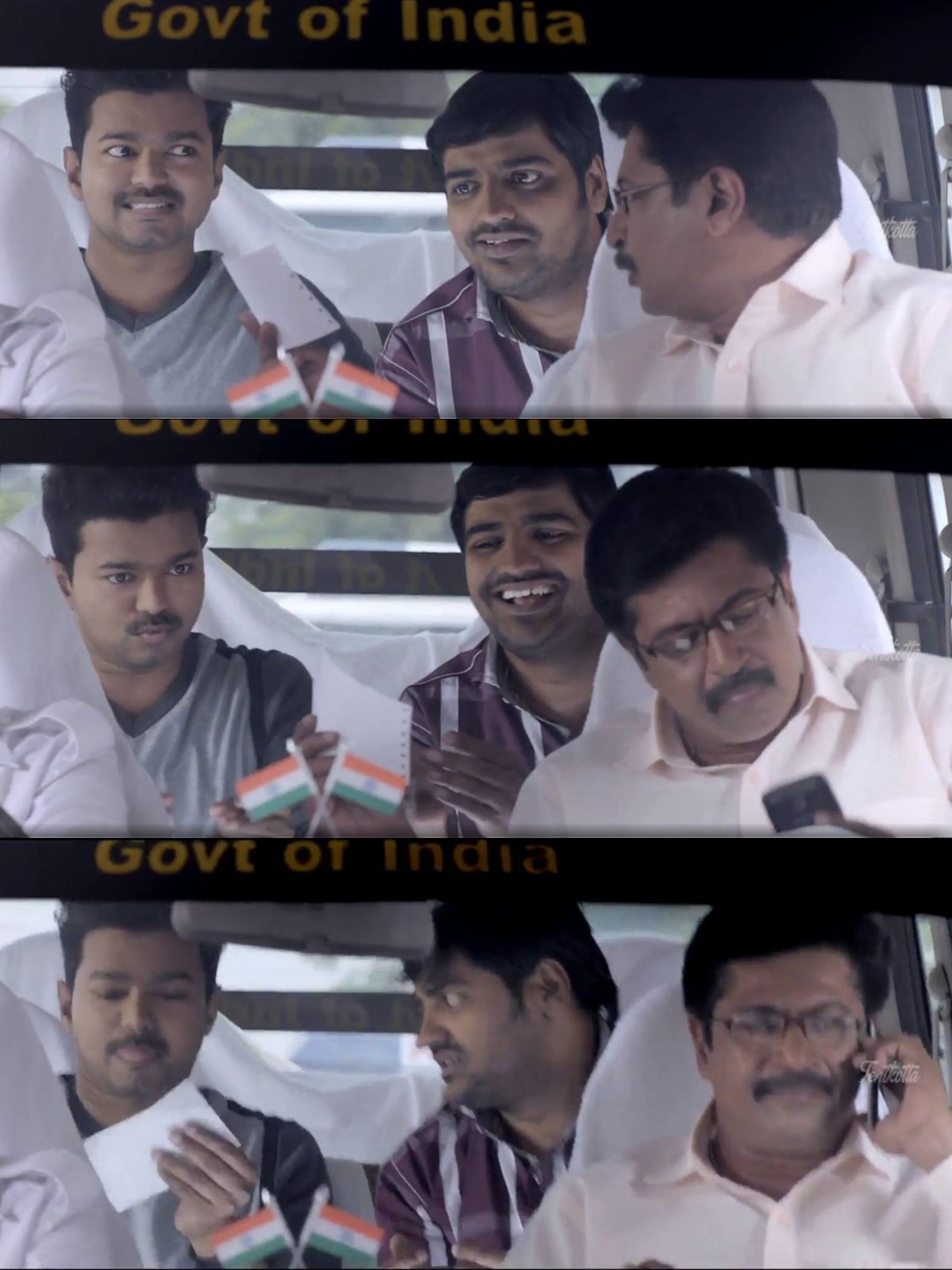 Kaththi meme template with Kathiresan / Jeevanandham (Vijay)