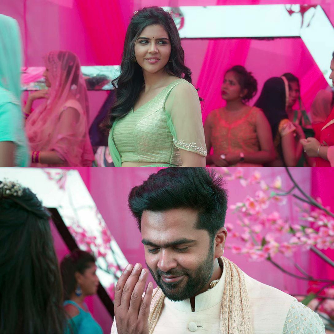 Maanaadu meme template with Abdul Khaaliq (Silambarasan) with Seethalakshmi (Kalyani Priyadarshan)