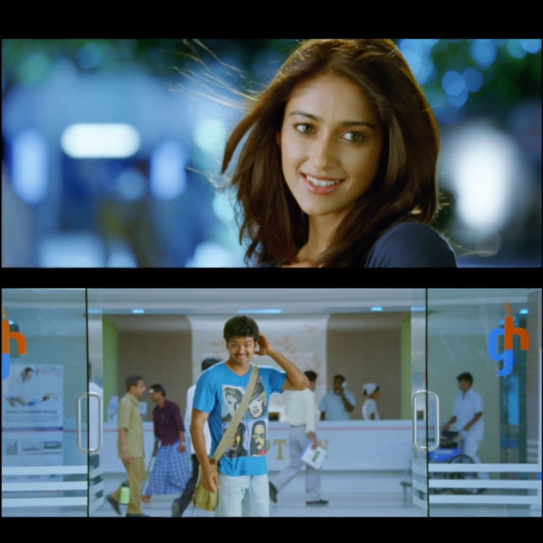 Nanban meme template with Panchavan "Pari" Pariventhan/Kosaksi "Pappu" Pasapugazh (Vijay) with Ria Santhanam (Ileana D'Cruz)