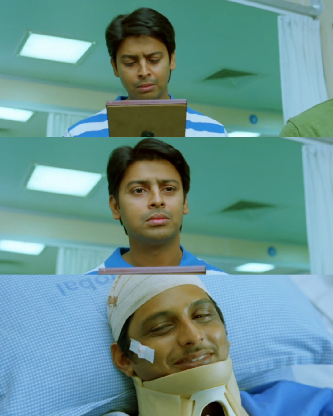 Nanban meme template with Panchavan "Pari" Pariventhan/Kosaksi "Pappu" Pasapugazh (Vijay) with Sevarkodi Senthil (Jiiva) with Venkat Ramakrishnan (Srikanth)
