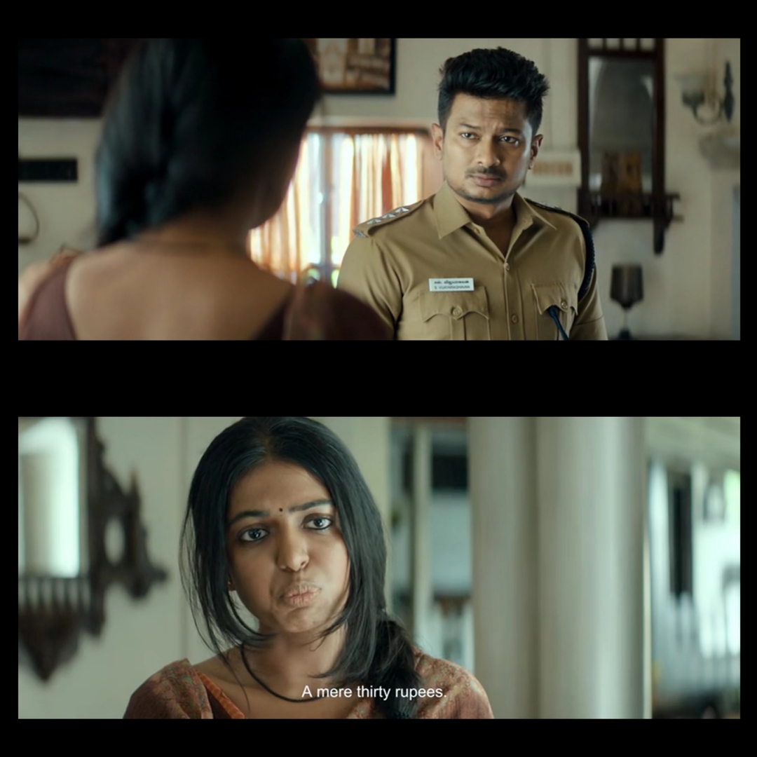 Nenjuku Needhi meme template with Vijayragavan IPS (Udhayanidhi Stalin) with  (Yamini Chander)