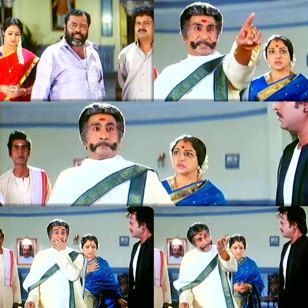 Padayappa meme template with Azhagesan (Senthil) with Padayappa (Rajinikanth)