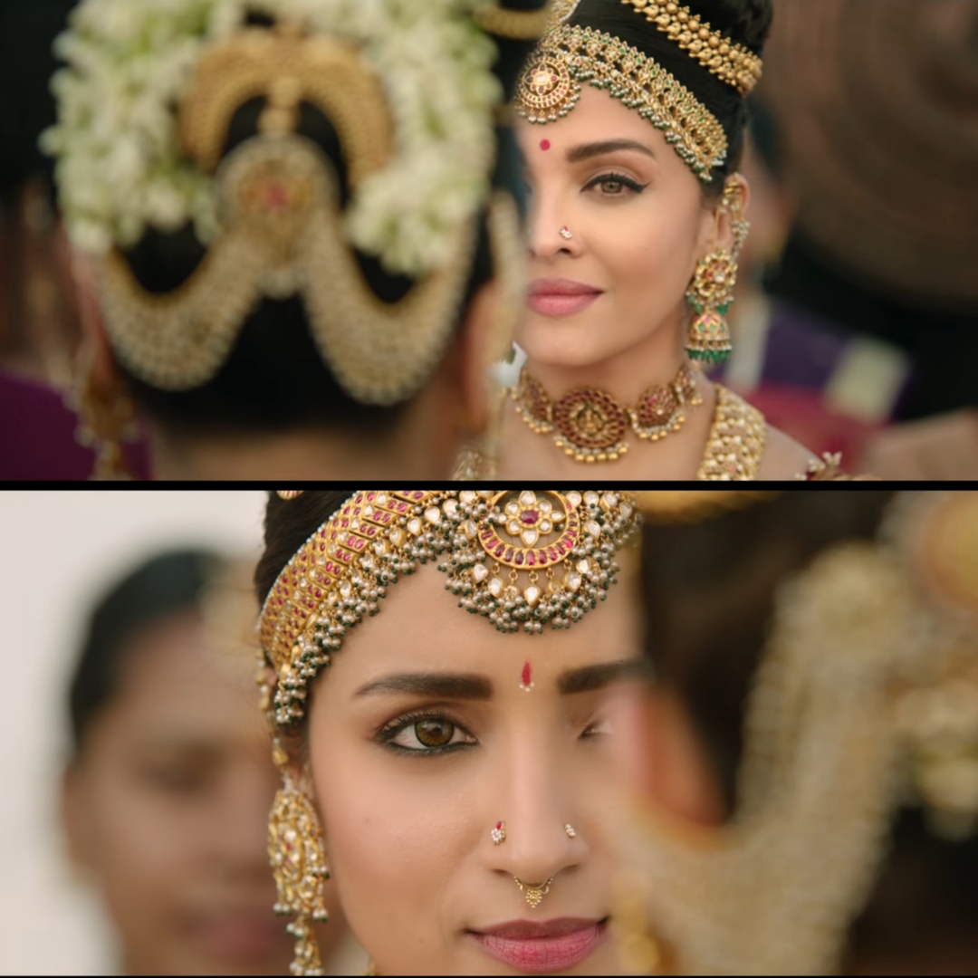 Ponniyin Selvan: Part I meme template with Nandini / Mandakini Devi (Aishwarya Rai Bachchan) with Kundavai (Trisha Krishnan)