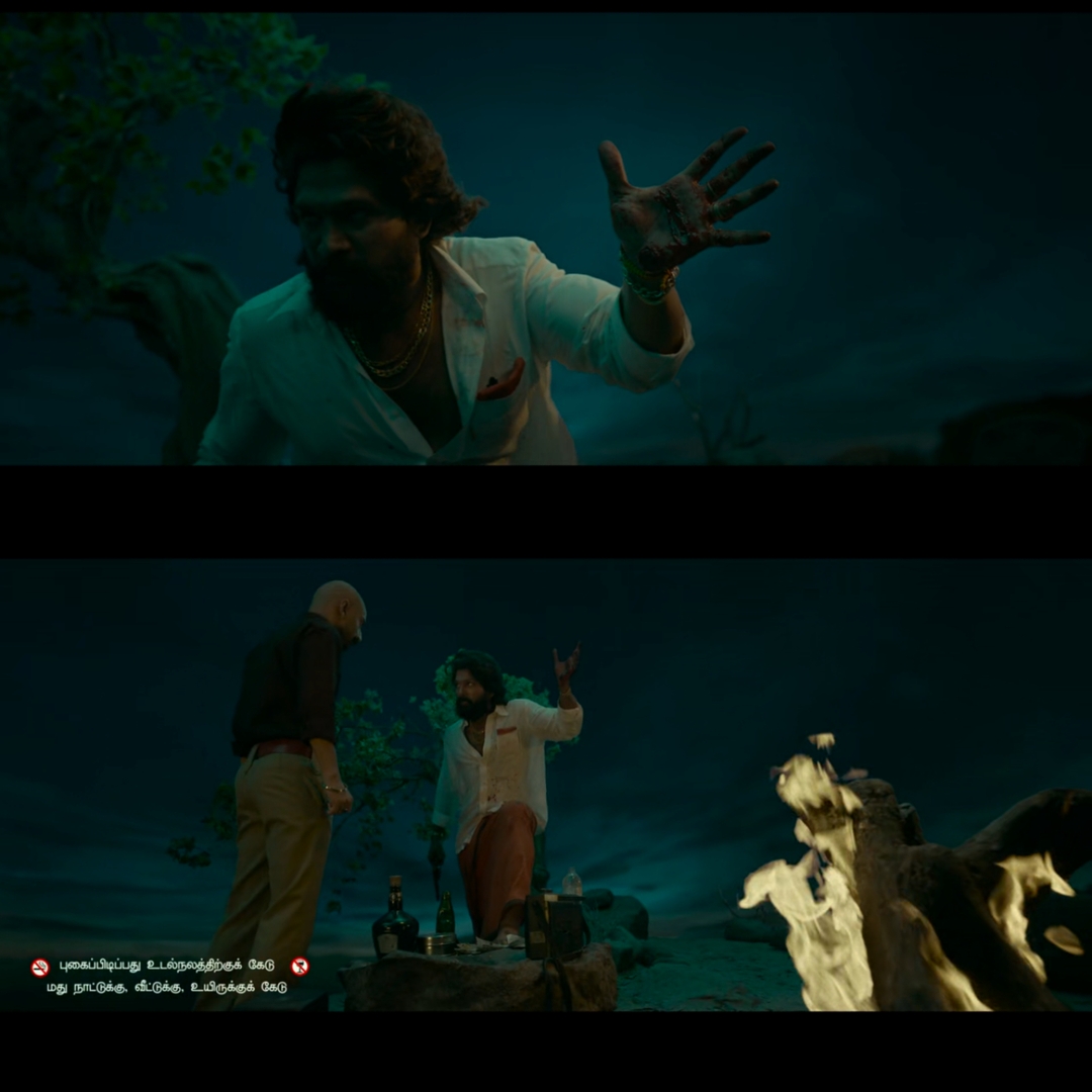 Pushpa: The Rise - Part 1 meme template with Pushpa Raj (Allu Arjun) with Kesava (Jagadeesh Prathap Bandari) with Bhanwar Singh Shekhawat (Fahadh Faasil)