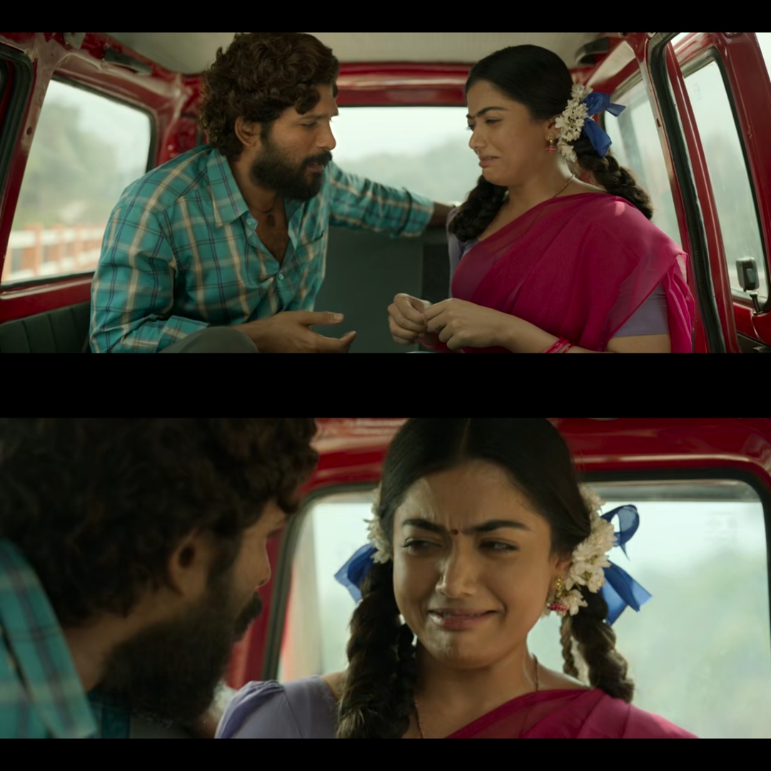 Pushpa: The Rise - Part 1 meme template with Pushpa Raj (Allu Arjun) with Kesava (Jagadeesh Prathap Bandari) with Srivalli (Rashmika Mandanna)