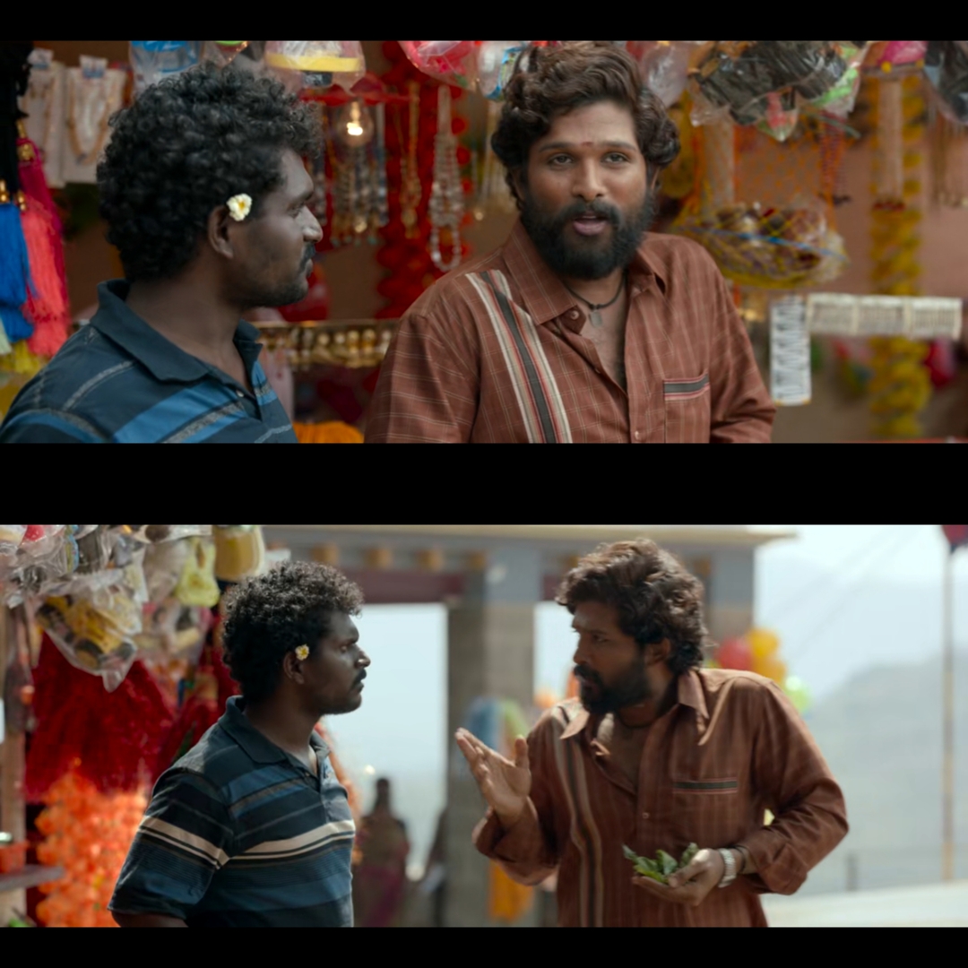 Pushpa: The Rise - Part 1 meme template with Pushpa Raj (Allu Arjun) with Kesava (Jagadeesh Prathap Bandari)