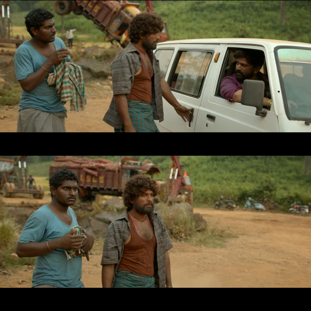 Pushpa: The Rise - Part 1 meme template with Pushpa Raj (Allu Arjun) with Kesava (Jagadeesh Prathap Bandari)