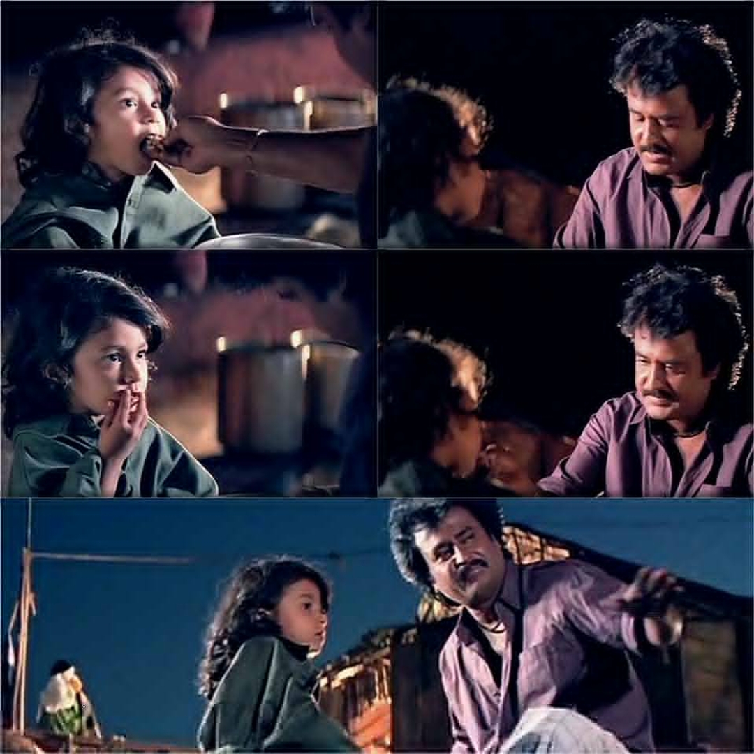 Thalapathi meme template with Surya (Rajinikanth)