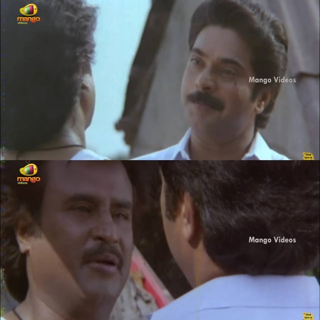 Thalapathi meme template with Surya (Rajinikanth) with Devaraj 'Deva' (Mammootty)