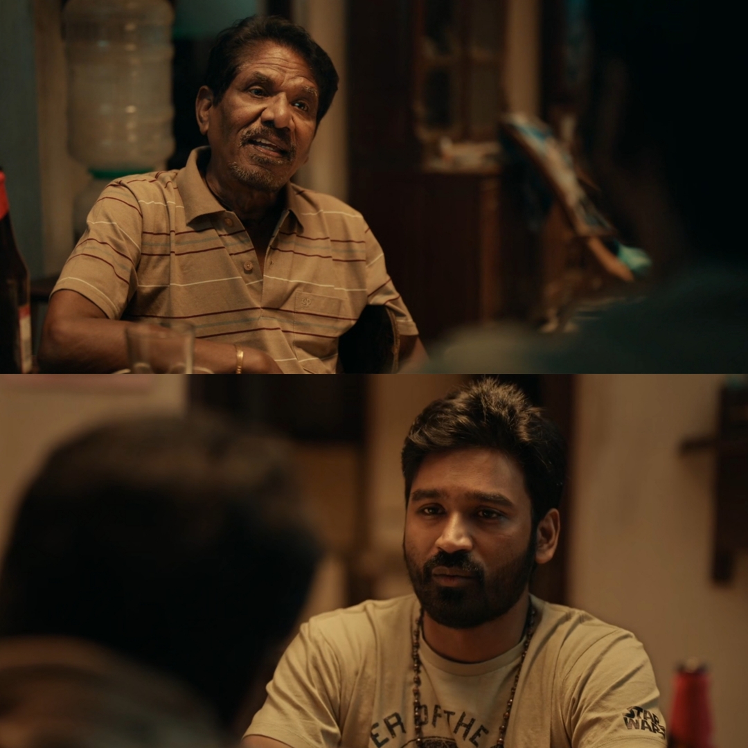 Thiruchitrambalam meme template with Thiruchitrambalam (Dhanush) with Thiruchitrambalam Sr. (Bharathiraja)