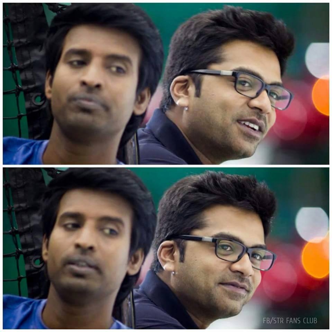 Vaalu meme template with Sharp (Silambarasan) with Sharp's mother (Sriranjini) with Tyre (Santhanam)