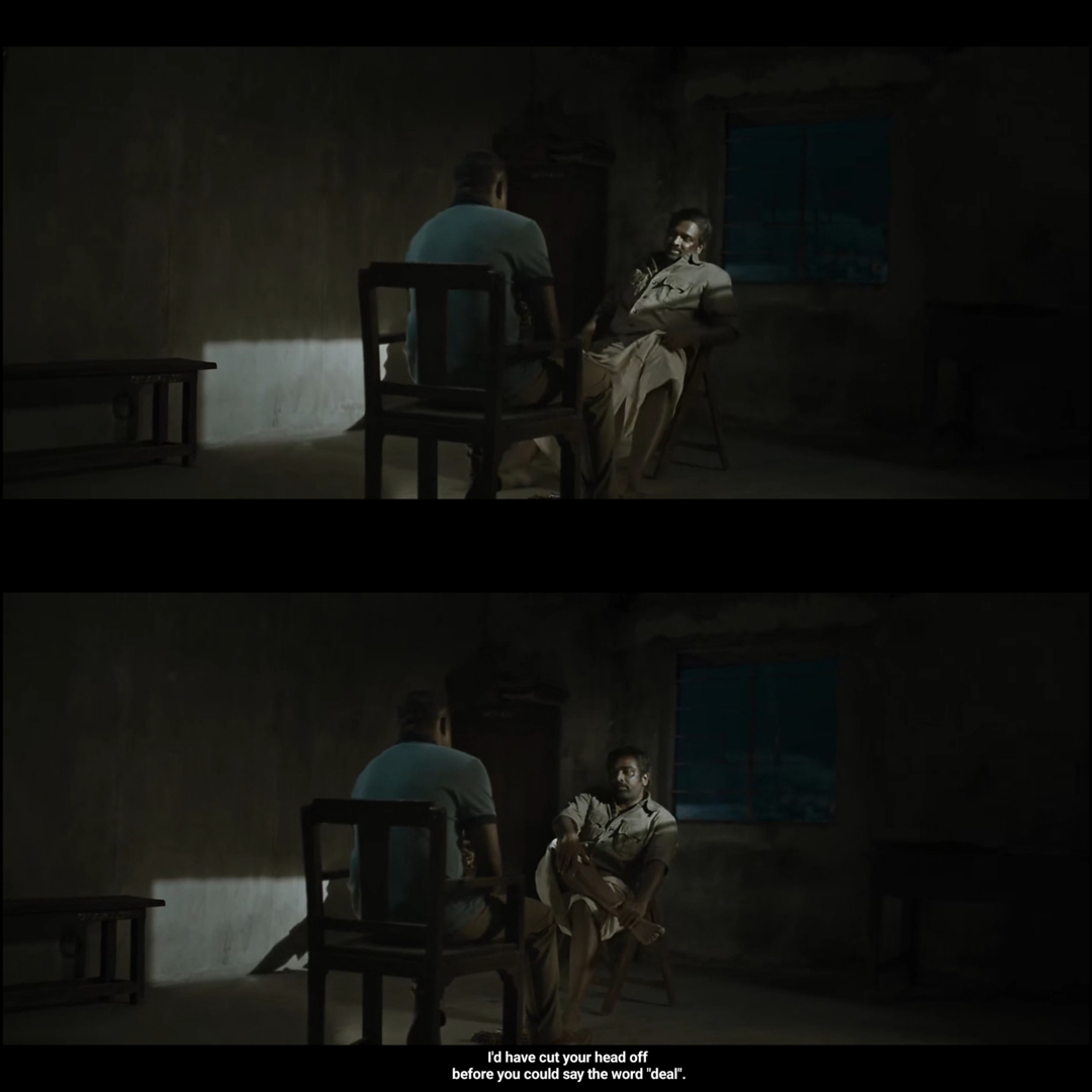 Viduthalai: Part I meme template with Perumal 'Vaathiyaar' (Vijay Sethupathi) with Sunil Menon (Gautham Vasudev Menon)