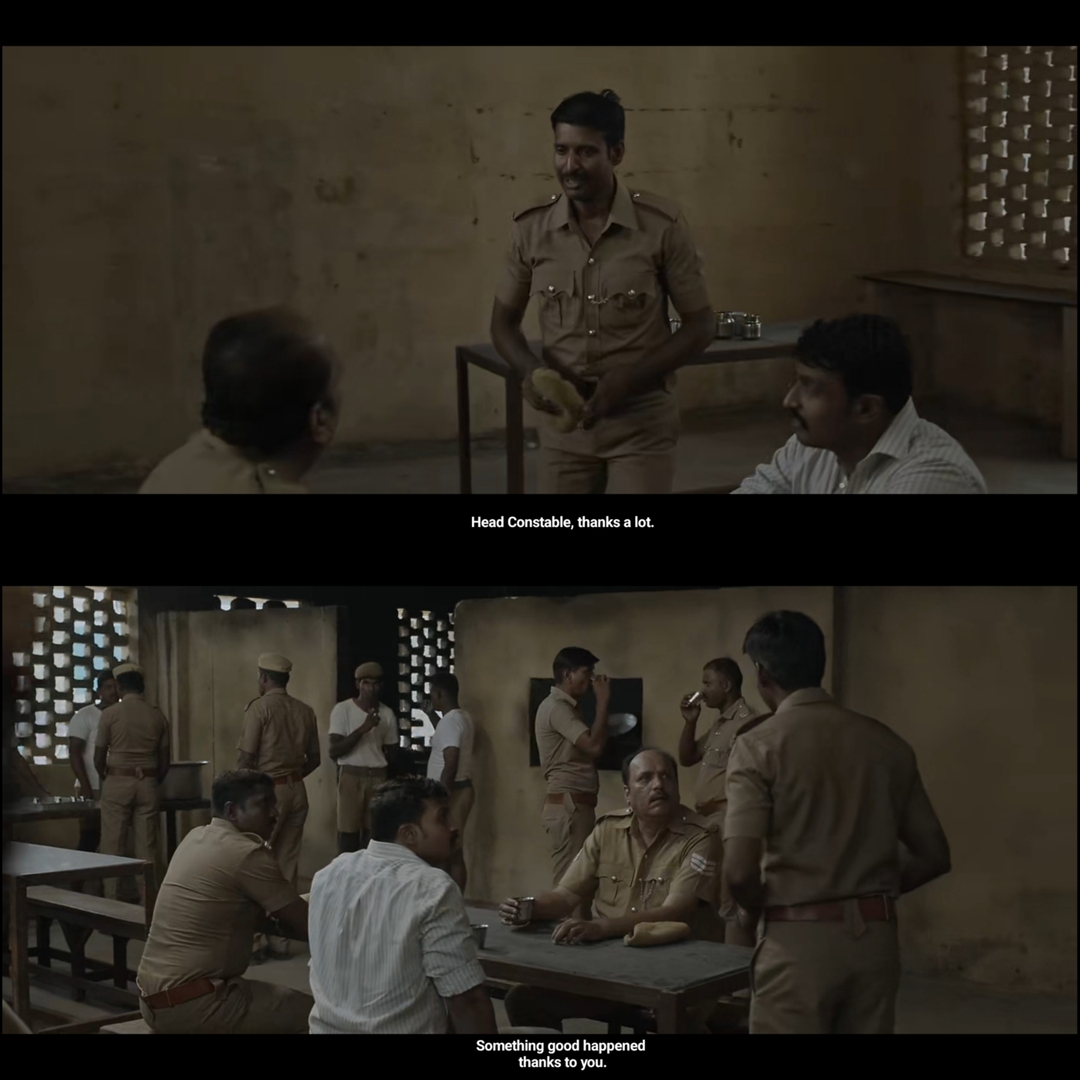 Viduthalai: Part I meme template with Kumaresan (Soori) with  (Balaji Sakthivel)