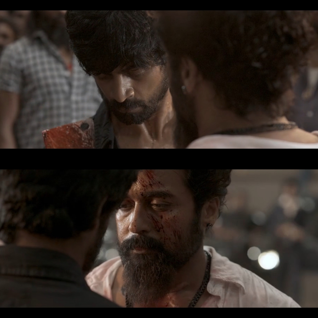 Vikram meme template with Rolex (Suriya) with Anbu (Arjun Das)