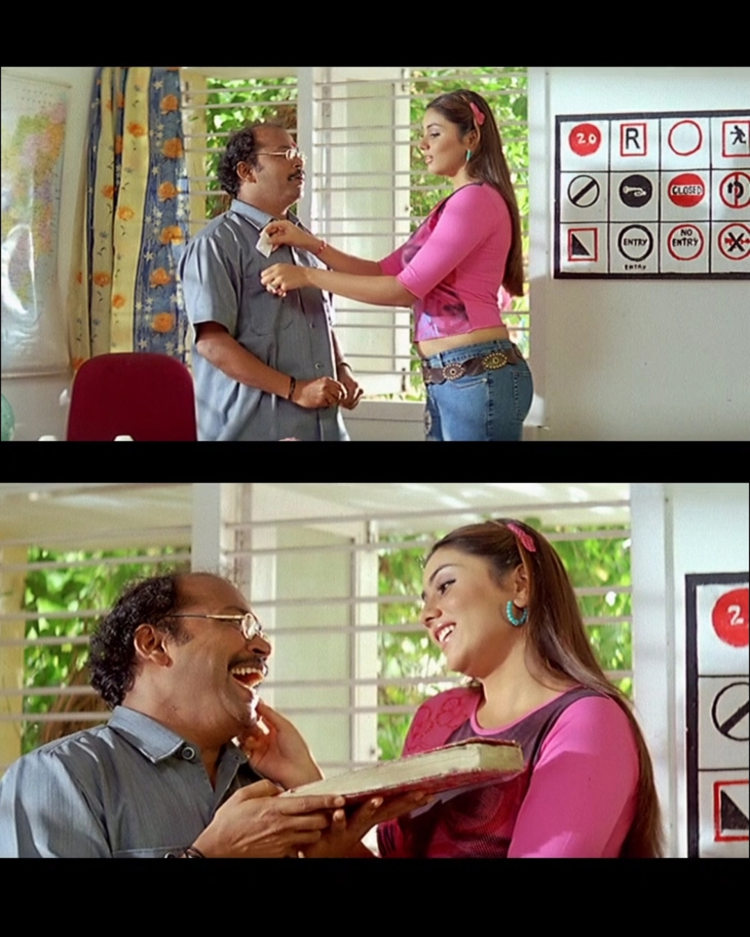 Aanai meme template with  (Arjun Sarja) with  (Namitha)