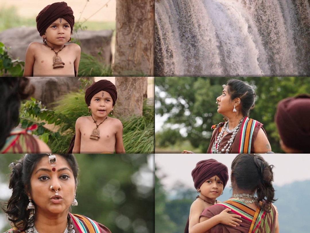 Bāhubali: The Beginning meme template with Mahendra "Sivudu" Bāhubali / Amarendra Bāhubali (Prabhas) with Sanga (Rohini)