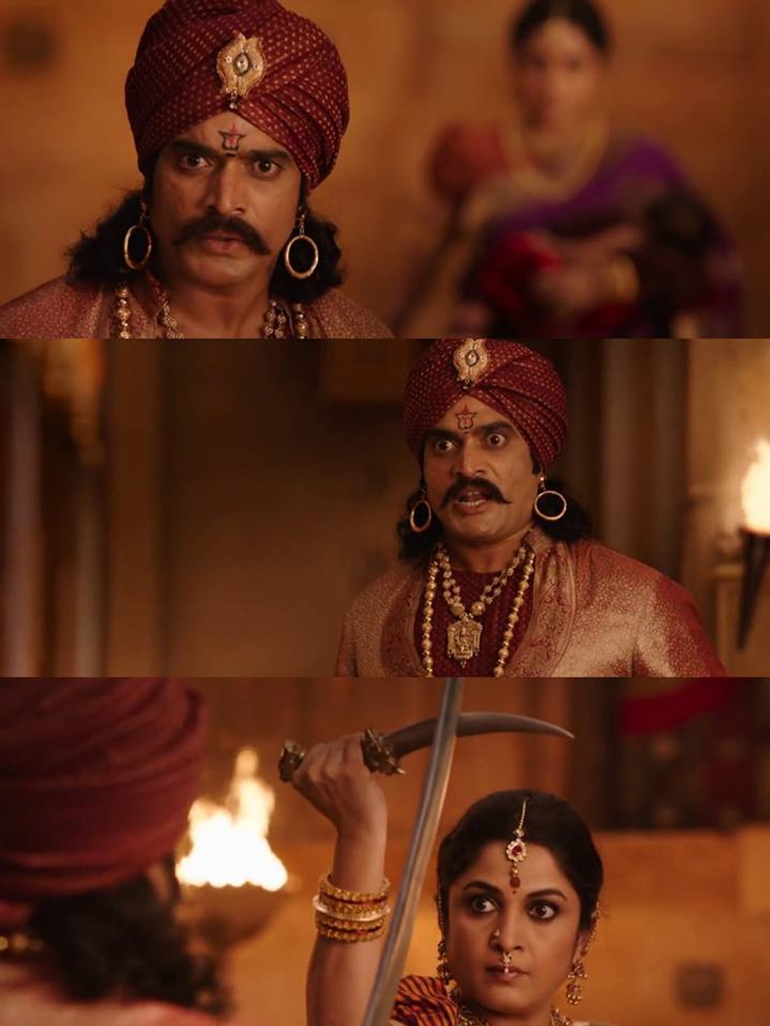 Bāhubali: The Beginning meme template with Sivagami (Ramya Krishnan)