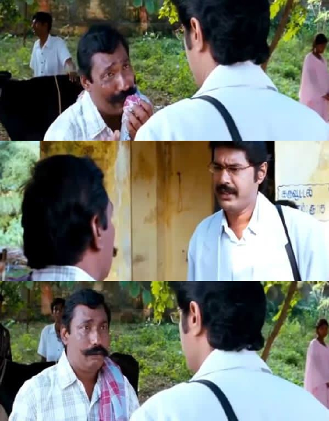 Boss Engira Baskaran meme template with Bhaskaran (Arya) with Nallathambi (Santhanam)