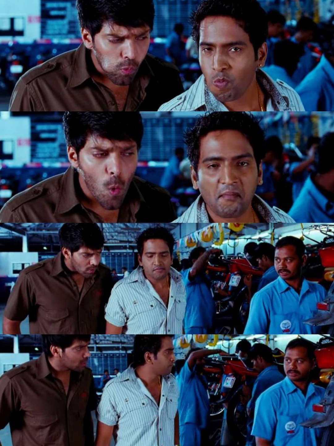 Boss Engira Baskaran meme template with Bhaskaran (Arya) with Nallathambi (Santhanam)