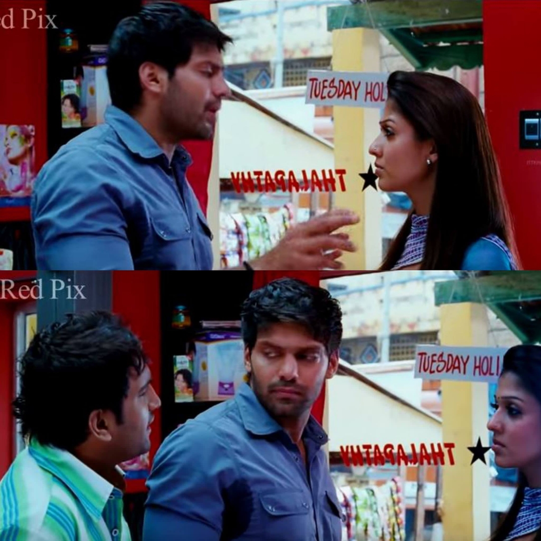 Boss Engira Baskaran meme template with Bhaskaran (Arya) with Nallathambi (Santhanam)