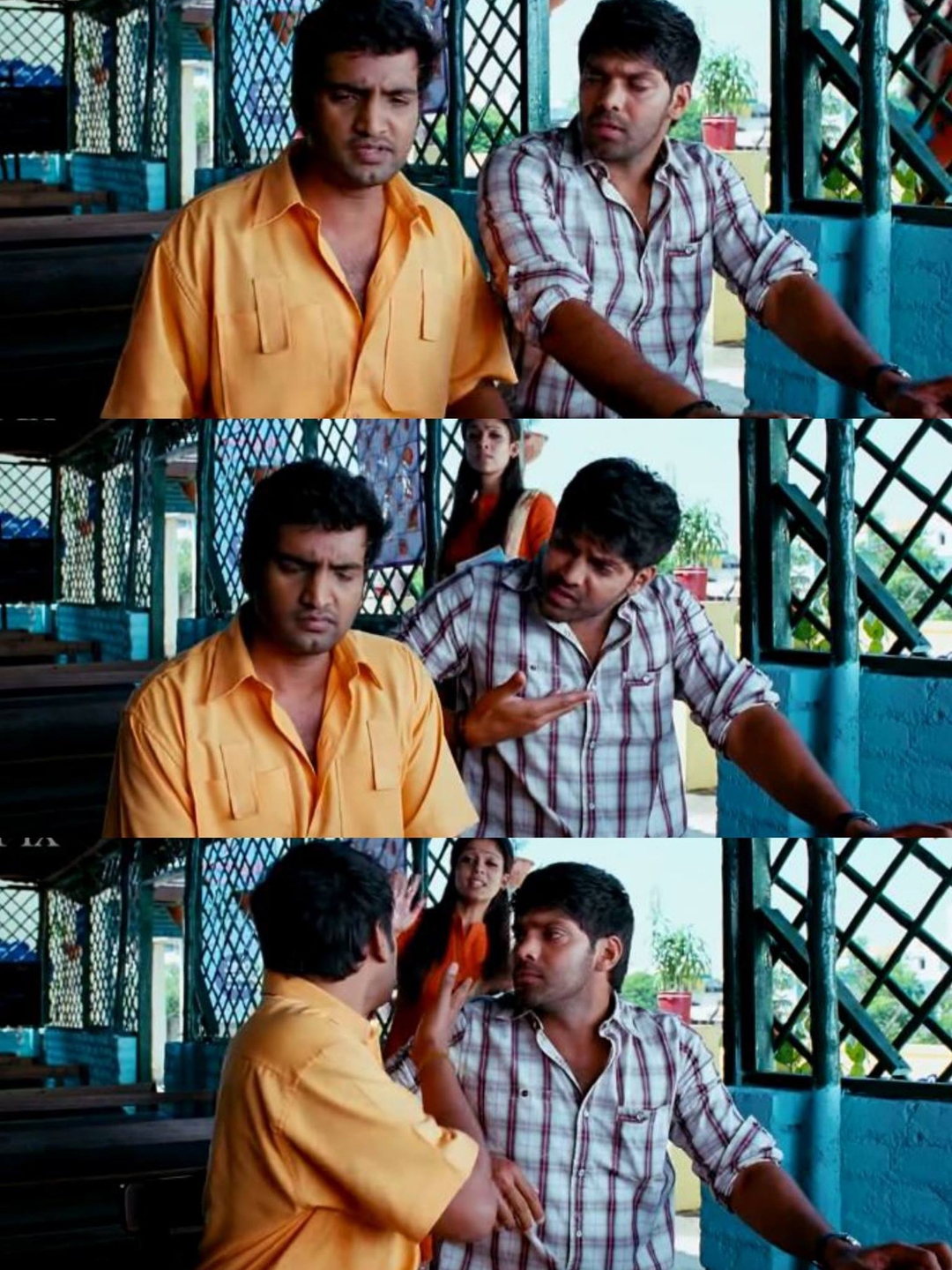 Boss Engira Baskaran meme template with Bhaskaran (Arya) with Nallathambi (Santhanam)