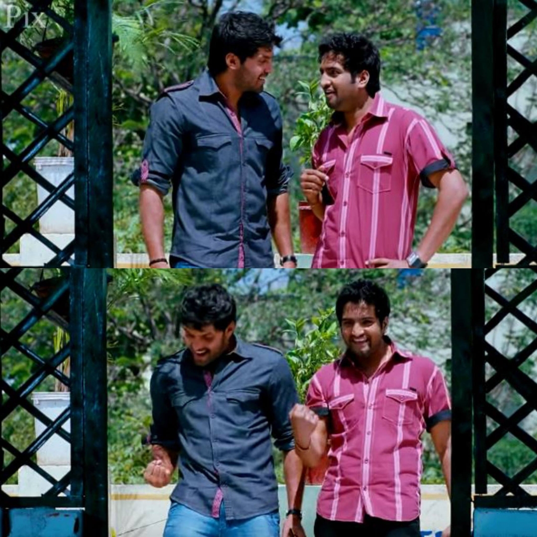 Boss Engira Baskaran meme template with Bhaskaran (Arya) with Nallathambi (Santhanam)