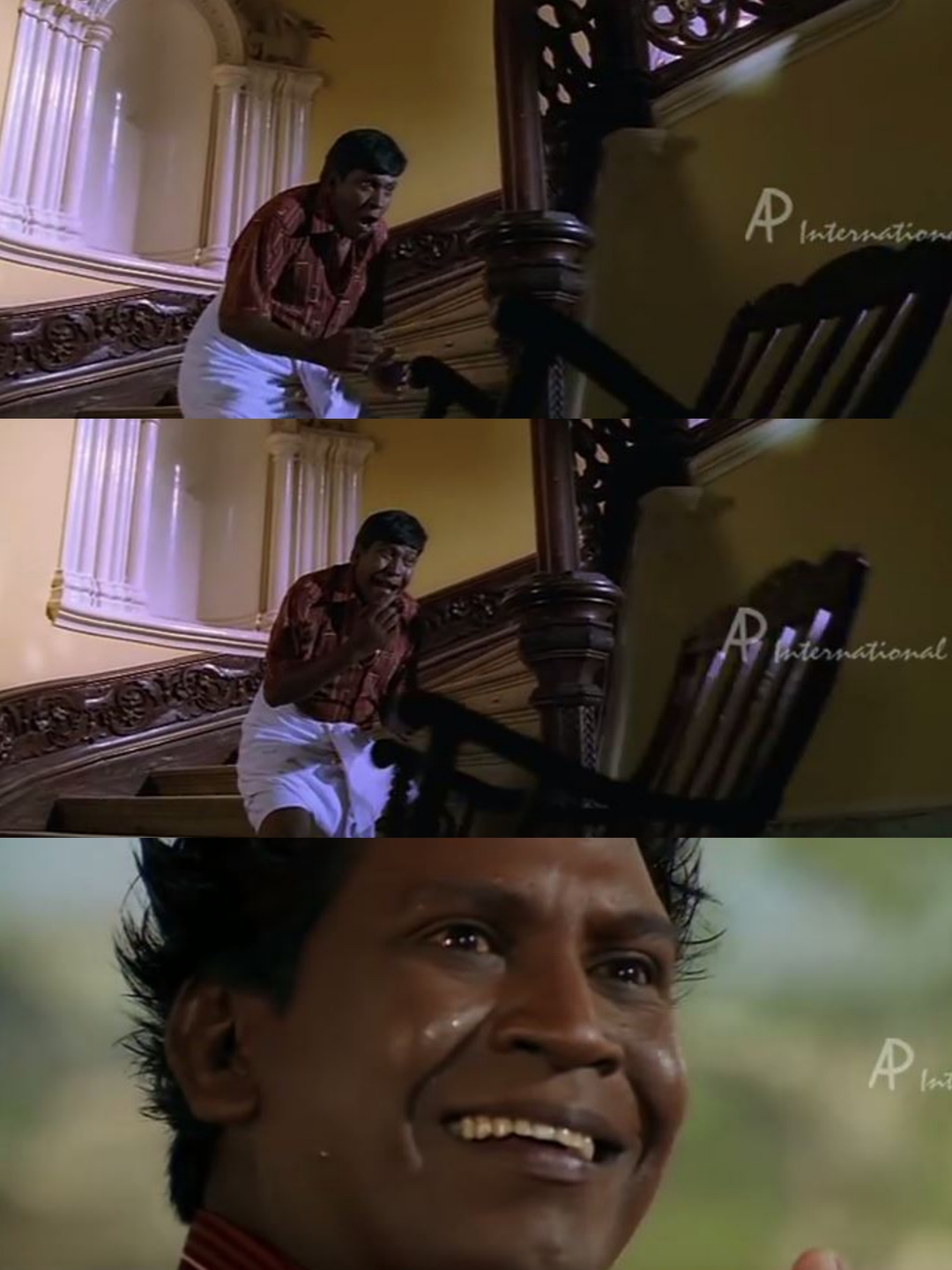 Chandramukhi meme template with Dr. Saravanan / Vettaiyan Raja (Rajinikanth) with Murugesan (Vadivelu)