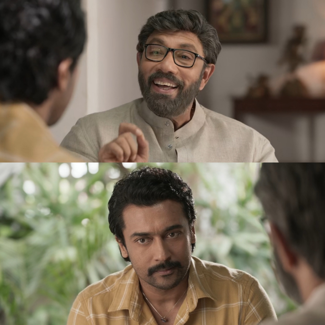 Etharkkum Thunindhavan meme template with  (Sathyaraj) with Kannabiran (Suriya)