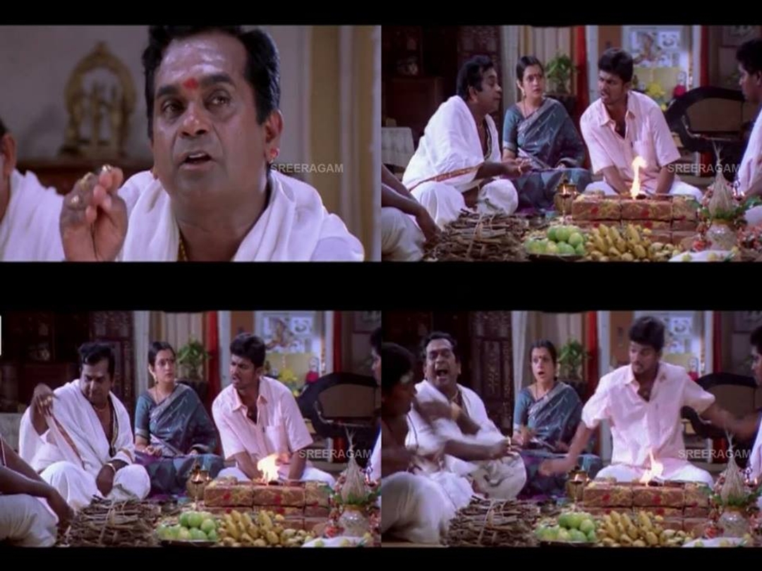 Ghilli meme template with Saravanavelu (Vijay) with Muthupandi (Prakash Raj)