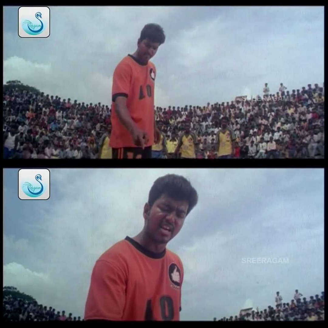 Ghilli meme template with Saravanavelu (Vijay) with Muthupandi (Prakash Raj)