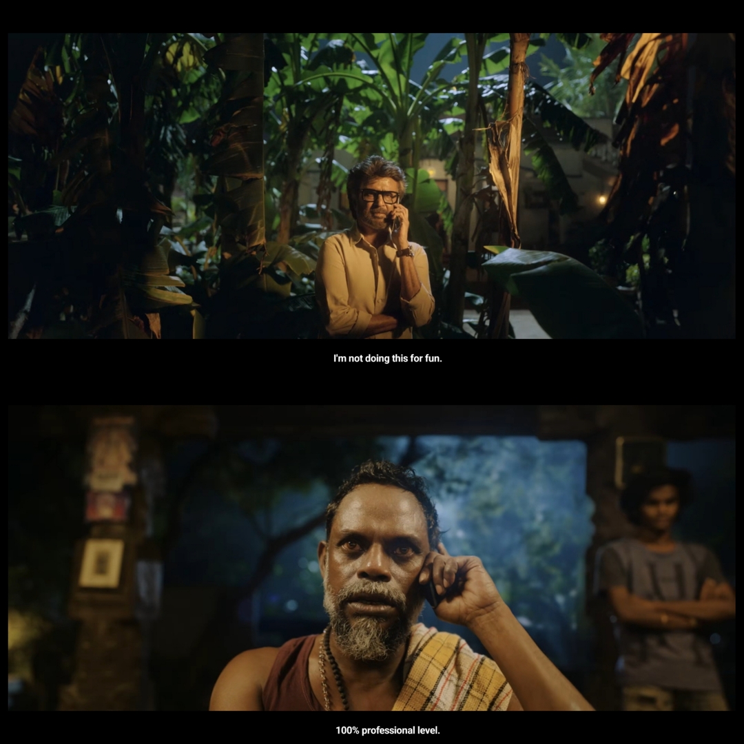 Jailer meme template with Muthuvel "Tiger" Pandian (Rajinikanth) with Varman (Vinayakan)