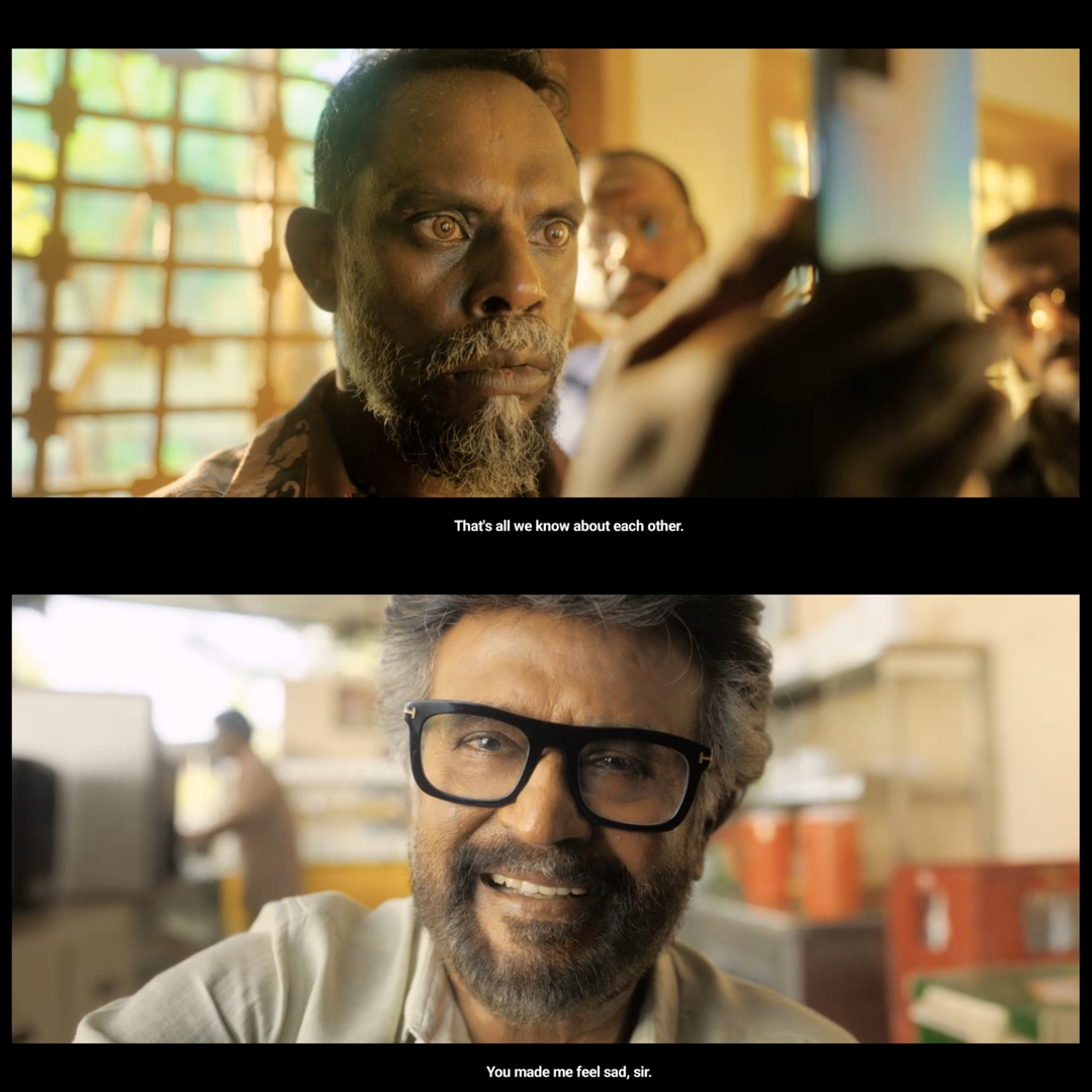 Jailer meme template with Muthuvel "Tiger" Pandian (Rajinikanth) with Varman (Vinayakan)