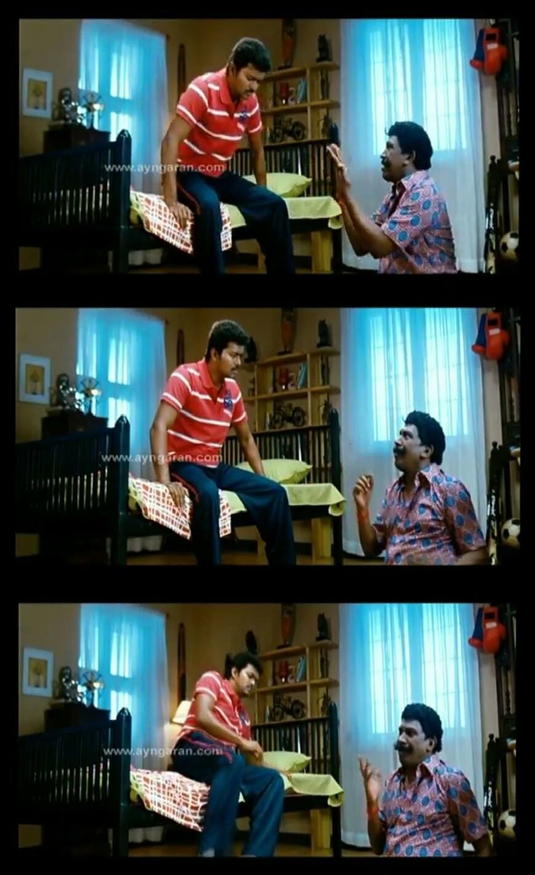 Kaavalan meme template with Ammavasai (Vadivelu) with Bhoominathan (Vijay)