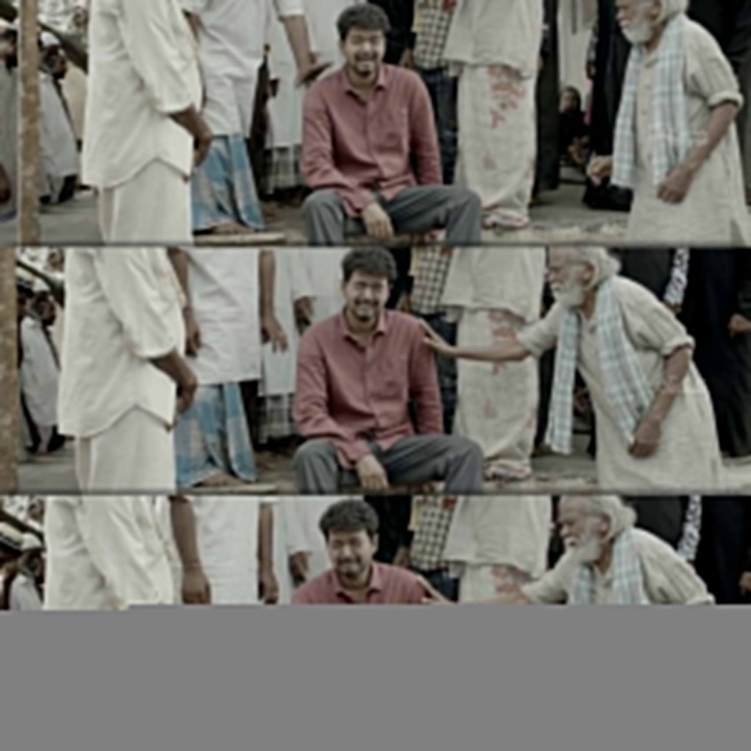 Kaththi meme template with Kathiresan / Jeevanandham (Vijay)